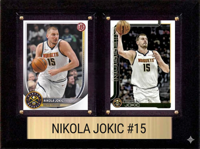 Nikola Jokic Denver Nuggets Fan Gift Plaque 6x8 2 Cards Panini, Donruss, Hoops, Prizm, Topps 2024 2025 2026