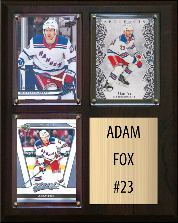 Adam Fox New York Rangers 8x10 Plaque - 3 Licensed Hockey Cards