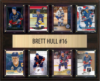 Brett Hull St. Louis Blues HOF Fan Gift Plaque 12x15 8 Cards Upper Deck Parkhurst O-Pee-Chee Topps 2024 2025 2026