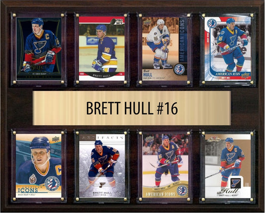 Brett Hull St. Louis Blues HOF Fan Gift Plaque 12x15 8 Cards Upper Deck Parkhurst O-Pee-Chee Topps 2024 2025 2026