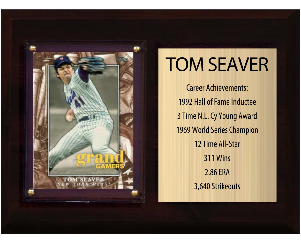 Tom Seaver New York Mets 6x8 HOF stats plaque