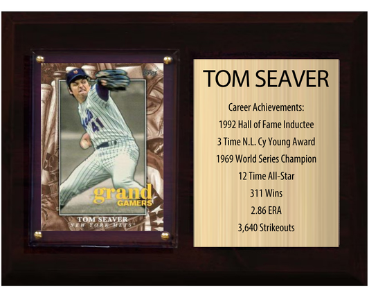 Tom Seaver New York Mets 6x8 HOF stats plaque