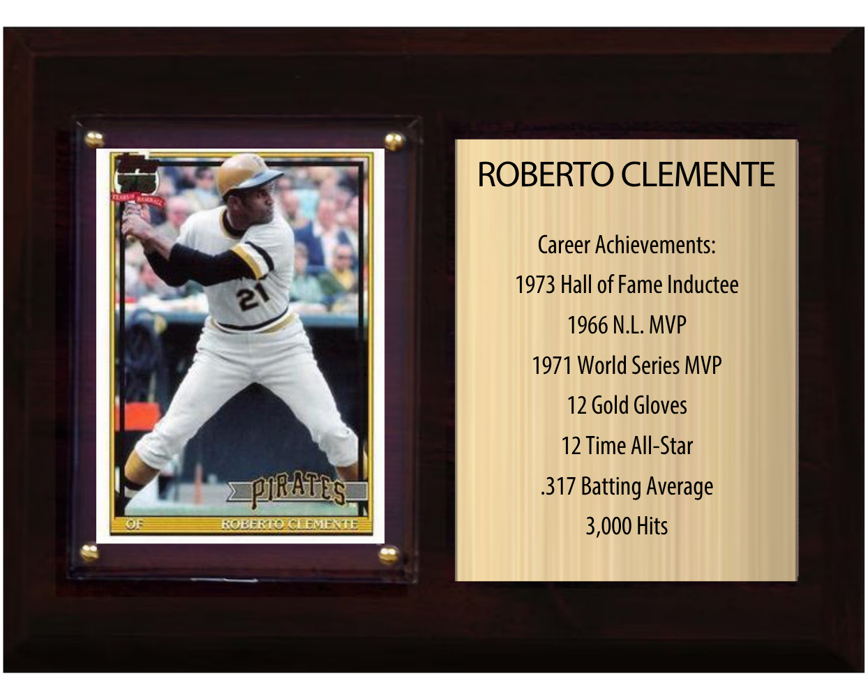 Roberto Clemente Pittsburgh Pirates HOF Plaque 6x8