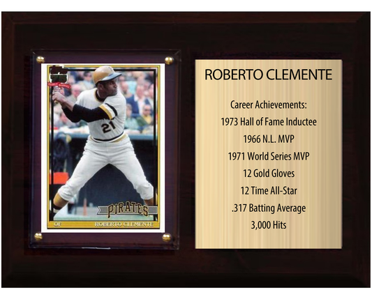 Roberto Clemente Pittsburgh Pirates HOF Plaque 6x8