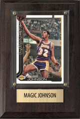 Magic Johnson Los Angeles Lakers HOF Fan Gift Plaque 4x6 1 Card Panini Donruss Hoops Prizm Topps 2024 2025 2026