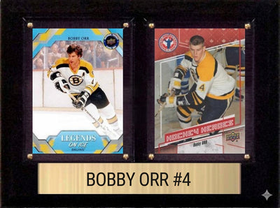 Bobby Orr Boston Bruins HOF Fan Gift Plaque 6x8 2 Cards Upper Deck Parkhurst O-Pee-Chee Topps 2024 2025 2026