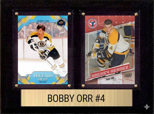 Bobby Orr Boston Bruins HOF Fan Gift Plaque 6x8 2 Cards Upper Deck Parkhurst O-Pee-Chee Topps 2024 2025 2026