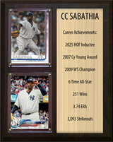 CC Sabathia New York Yankees Hall of Fame Stats Plaque 8x10 2 Cards 2025 Inductee