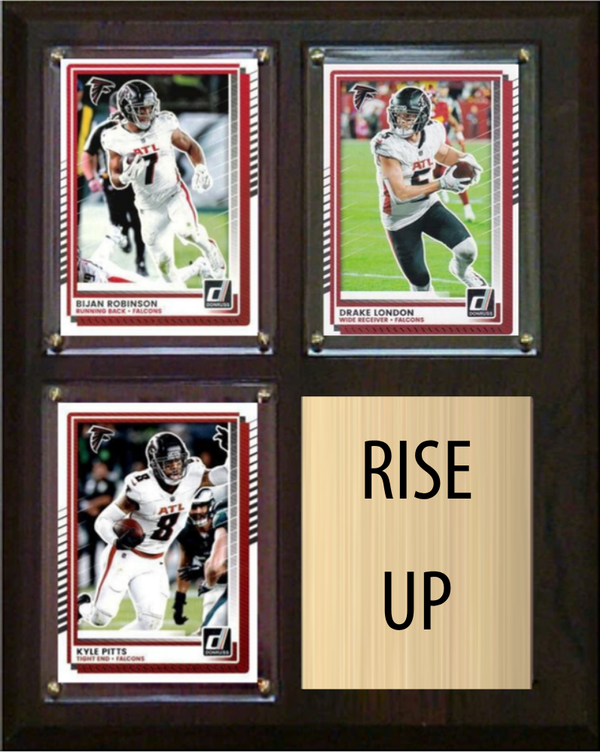 Atlanta Falcons Rise Up 2026 Fan Cave Plaque 8x10 3 Cards - Robinson, London, Pitts