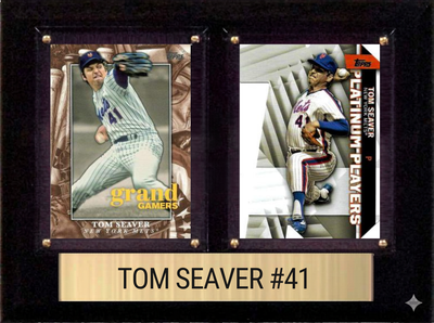 Tom Seaver New York Mets 6x8 plaque with 2 trading cards