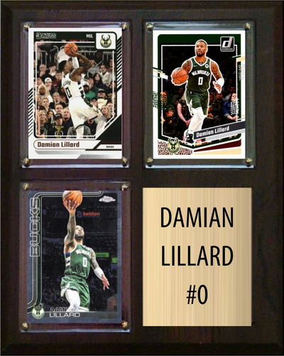 Damian Lillard Portland Trail Blazers Fan Gift Plaque 8x10 3 Cards Panini, Donruss, Hoops, Prizm, Topps 2024 2025 2026