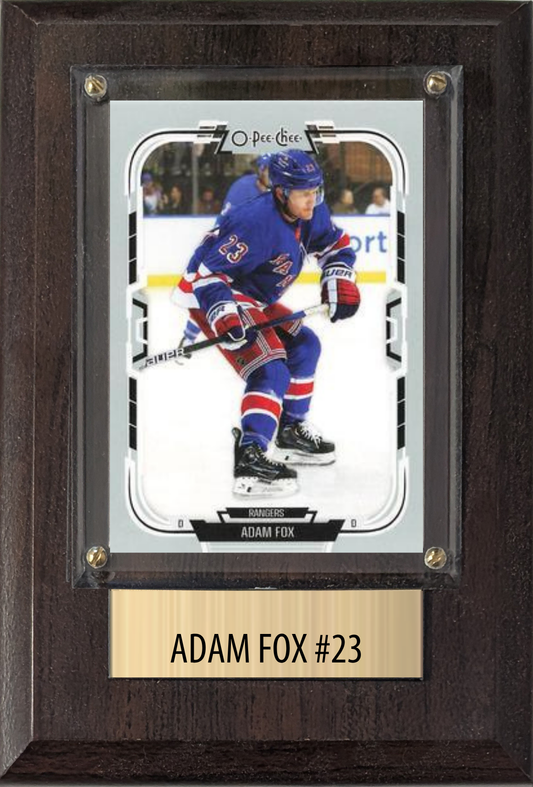 Adam Fox New York Rangers 4x6 Plaque - 1 Licensed Hockey Card