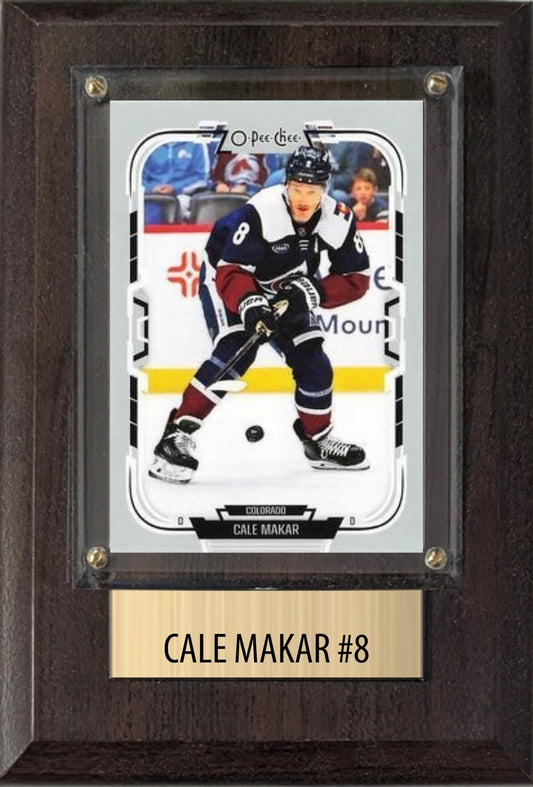 Cale Makar Colorado Avalanche Fan Gift Plaque 4x6 1 Card Upper Deck, Parkhurst, O-Pee-Chee, Topps 2024 2025 2026