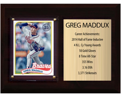 Greg Maddux HOF 6x8 stats plaque