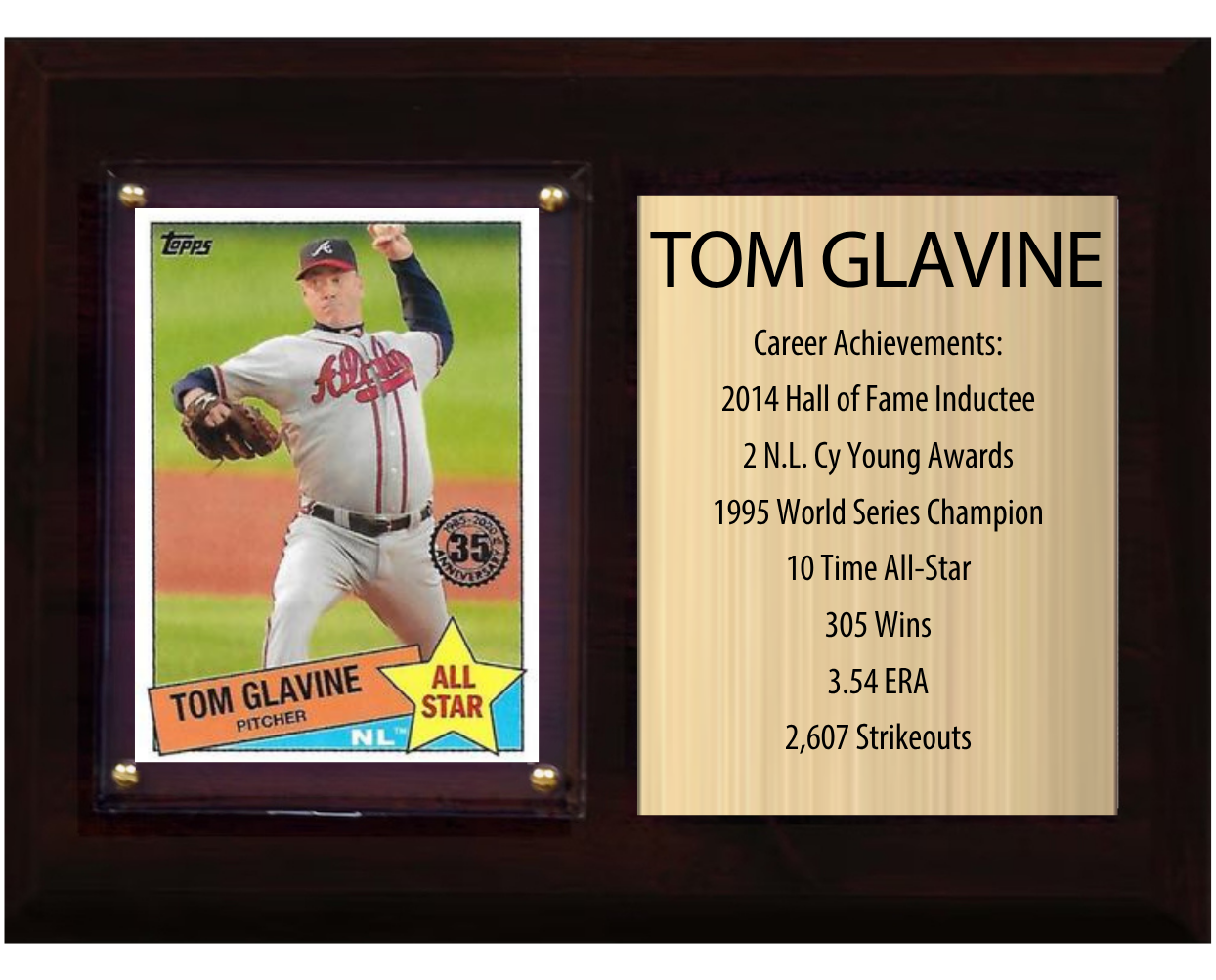 Tom Glavine Atlanta Braves HOF Plaque 6x8