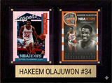 Hakeem Olajuwon Houston Rockets HOF Fan Gift Plaque 6x8 2 Cards Panini Donruss Hoops Prizm Topps 2024 2025 2026