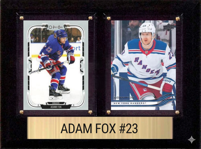 Adam Fox New York Rangers 6x8 Plaque - 2 Licensed Hockey Cards
