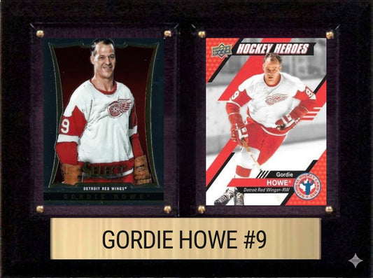 Gordie Howe Detroit Red Wings HOF Fan Gift Plaque 6x8 2 Cards Upper Deck Parkhurst O-Pee-Chee Topps 2024 2025 2026
