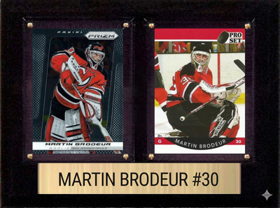 Martin Brodeur New Jersey Devils HOF Fan Gift Plaque 6x8 2 Cards Upper Deck Parkhurst O-Pee-Chee Topps 2024 2025 2026