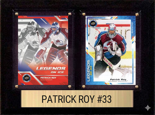 Patrick Roy Montreal Canadiens HOF Fan Gift Plaque 6x8 2 Cards Upper Deck Parkhurst O-Pee-Chee Topps 2024 2025 2026
