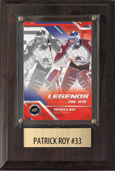 Patrick Roy Montreal Canadiens HOF Fan Gift Plaque 4x6 1 Card Upper Deck Parkhurst O-Pee-Chee Topps 2024 2025 2026
