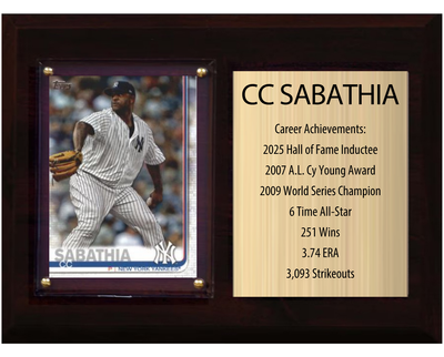 CC Sabathia 6x8 HOF Stats plaque