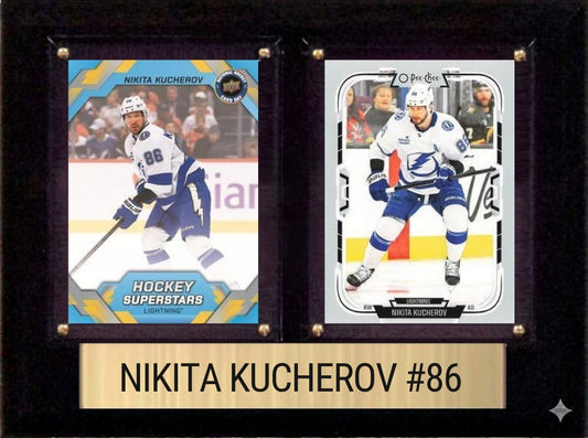 Nikita Kucherov Tampa Bay Lightning Fan Gift Plaque 6x8 2 Cards Upper Deck, Parkhurst, O-Pee-Chee, Topps 2024 2025 2026