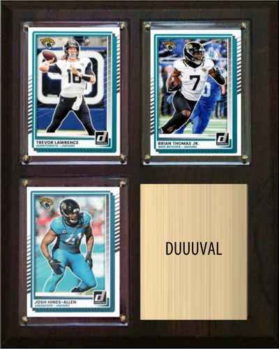 Jacksonville Jaguars Duuuval 2026 Fan Cave Plaque 8x10 3 Cards - Lawrence, Thomas Jr., Hines-Allen