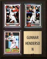 Gunnar Henderson Baltimore Orioles Fan Gift Plaque 8x10 3 Cards Topps, Bowman, Panini, Donruss 2024 2025 2026