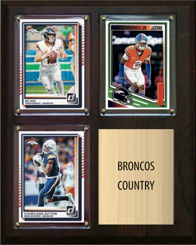 Denver Broncos Country 2026 Fan Cave Plaque 8x10 3 Cards - Nix, Surtain, Sutton