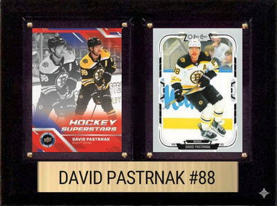 David Pastrnak Boston Bruins Fan Gift Plaque 6x8 2 Cards Upper Deck, Parkhurst, O-Pee-Chee, Topps 2024 2025 2026