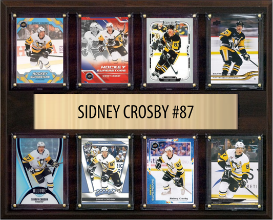 Sidney Crosby Pittsburgh Penguins #87 12x15 plaque with 8 trading cards