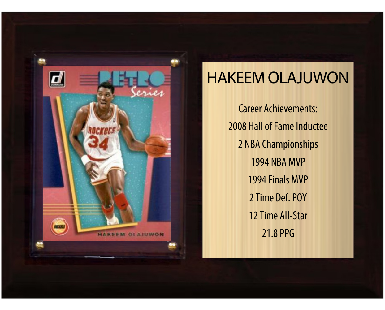 Hakeem Olajuwon Houston Rockets HOF Plaque 6x8
