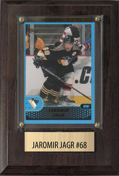Jaromir Jagr Pittsburgh Penguins HOF Fan Gift Plaque 4x6 1 Card Upper Deck Parkhurst O-Pee-Chee Topps 2024 2025 2026