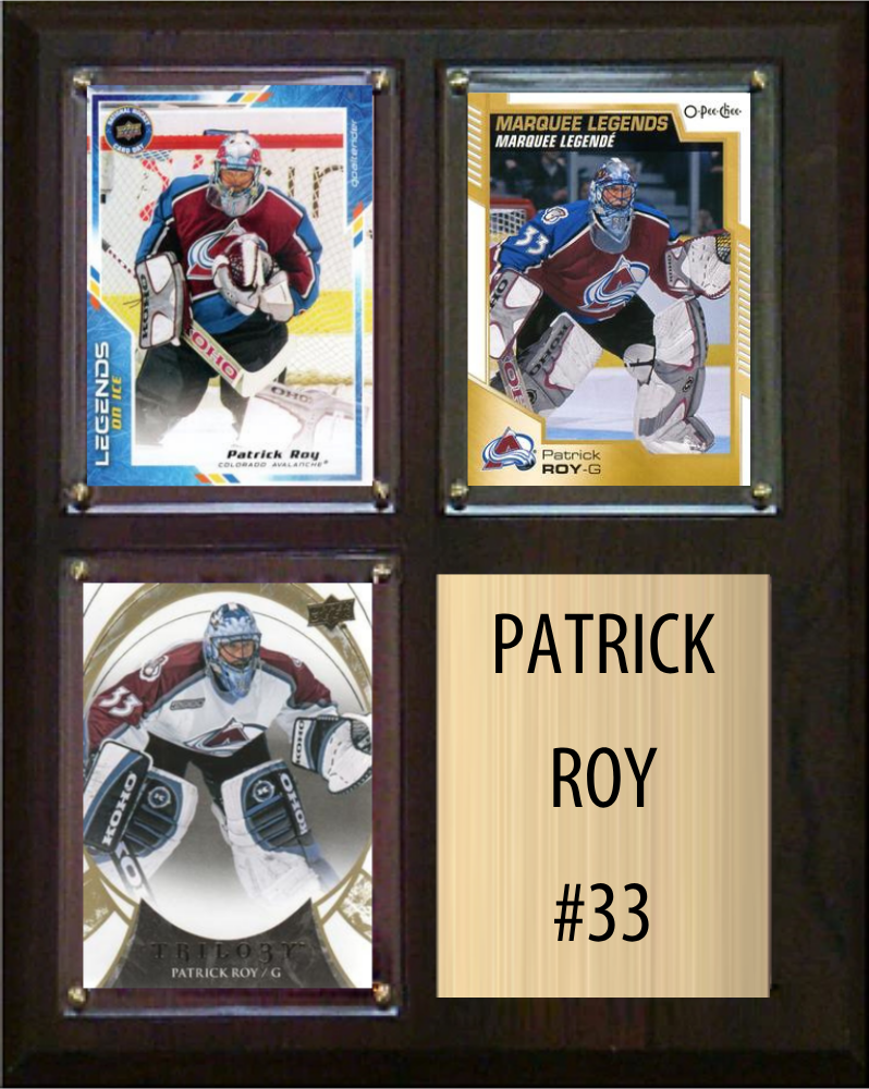 Patrick Roy Montreal Canadiens HOF Fan Gift Plaque 8x10 3 Cards Upper Deck Parkhurst O-Pee-Chee Topps 2024 2025 2026
