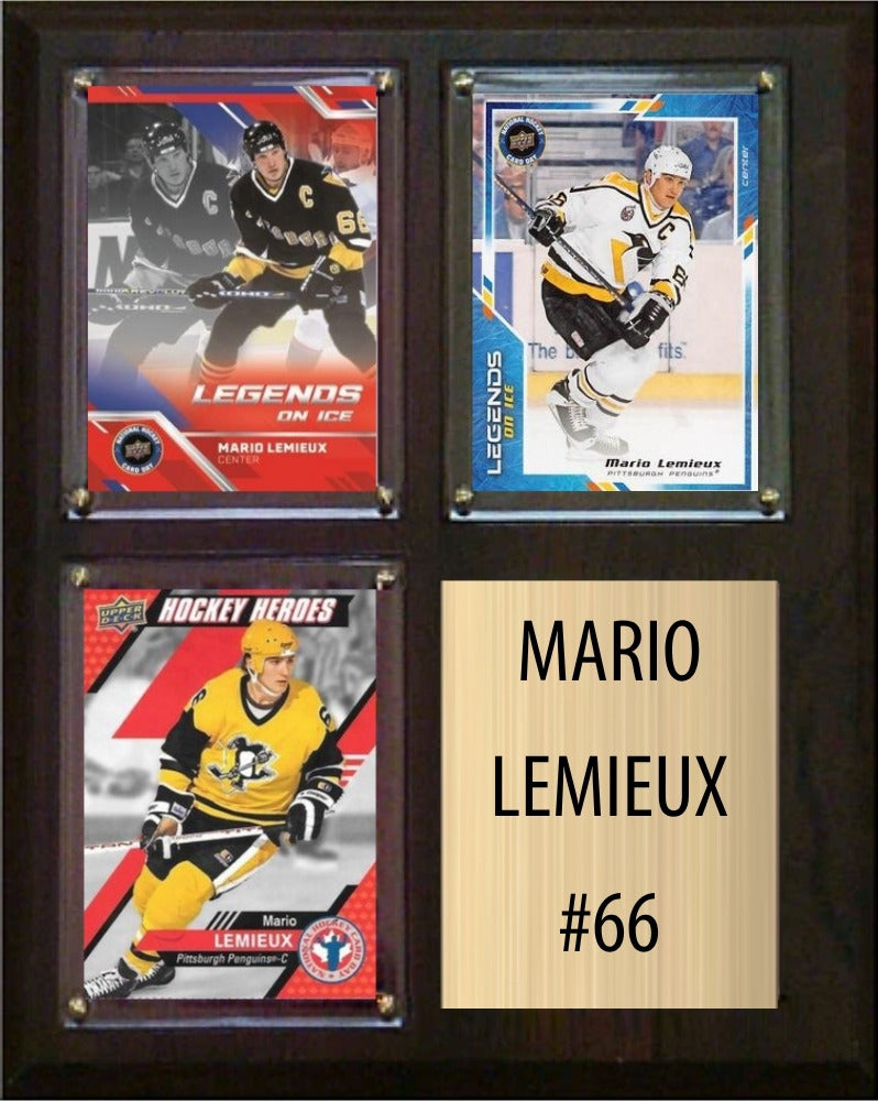 Mario Lemieux Pittsburgh Penguins HOF Fan Gift Plaque 8x10 3 Cards Upper Deck Parkhurst O-Pee-Chee Topps 2024 2025 2026