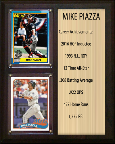 Mike Piazza New York Mets HOF Fan Gift Plaque 8x10 Stats 2 Cards Topps Donruss Panini 2024 2025 2026