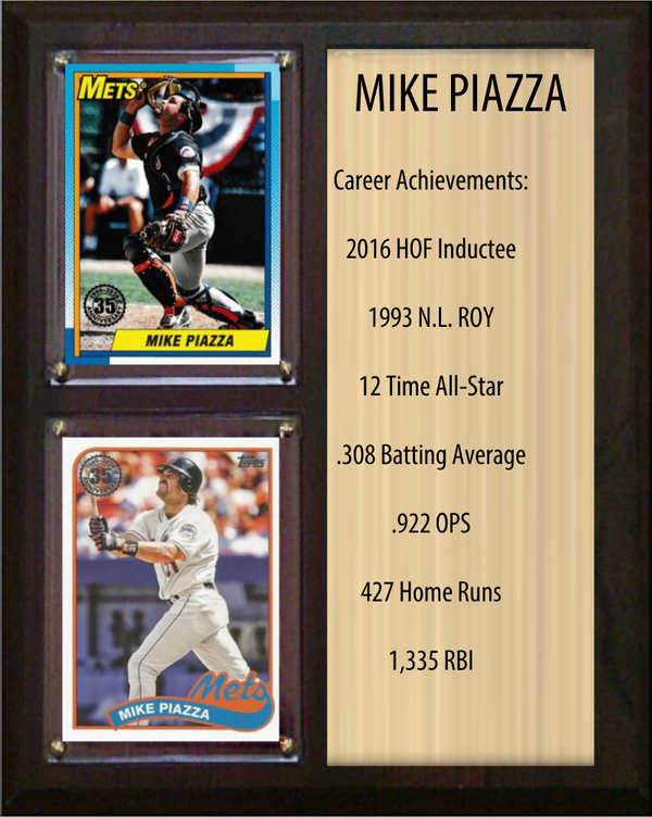 Mike Piazza New York Mets HOF Fan Gift Plaque 8x10 Stats 2 Cards Topps Donruss Panini 2024 2025 2026