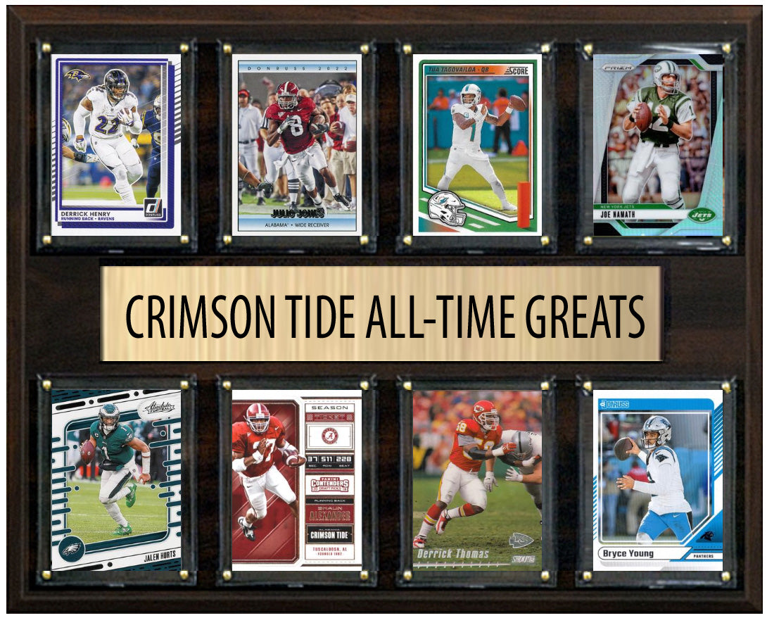 Albama Crimson Tide Legends Plaque 8 Cards Hurts Henry Namath Tua Donruss Topps Panini