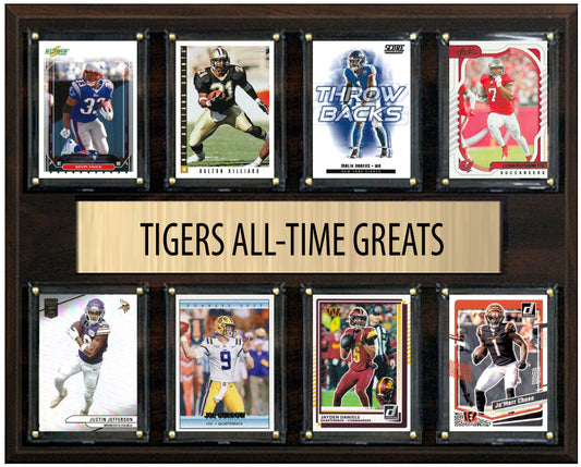 LSU Tigers Legends Plaque 8 Cards Joe Burrow Jayden Daniels Justin Jefferson Donruss Topps