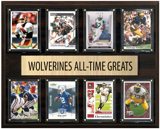 Michigan Wolverines Legends Plaque 8 Cards Tom Brady Howard Harbaugh Donruss