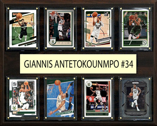 Giannis Antetokounmpo 8 Card Plaque Donruss Hoops Topps 2023 2024 Milwaukee Bucks