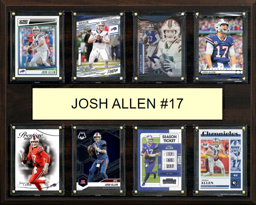 Josh Allen #17 8 Card Plaque Donruss Fleer Topps 2023 2024 Buffalo Bills