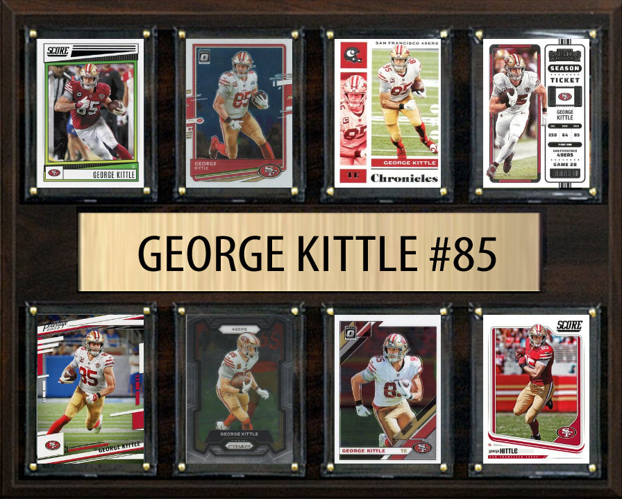 George Kittle 8 Card Plaque Donruss Fleer Topps 2023 2024 San Francisco 49ers