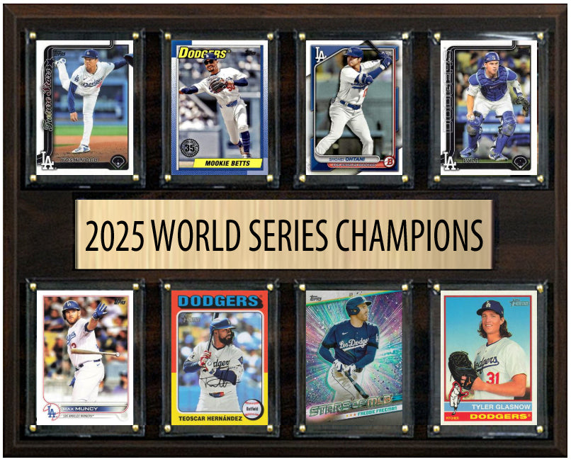 Los Angeles Dodgers 2025 World Series Plaque 8 Cards Topps Bowman Ohtani Freeman Betts