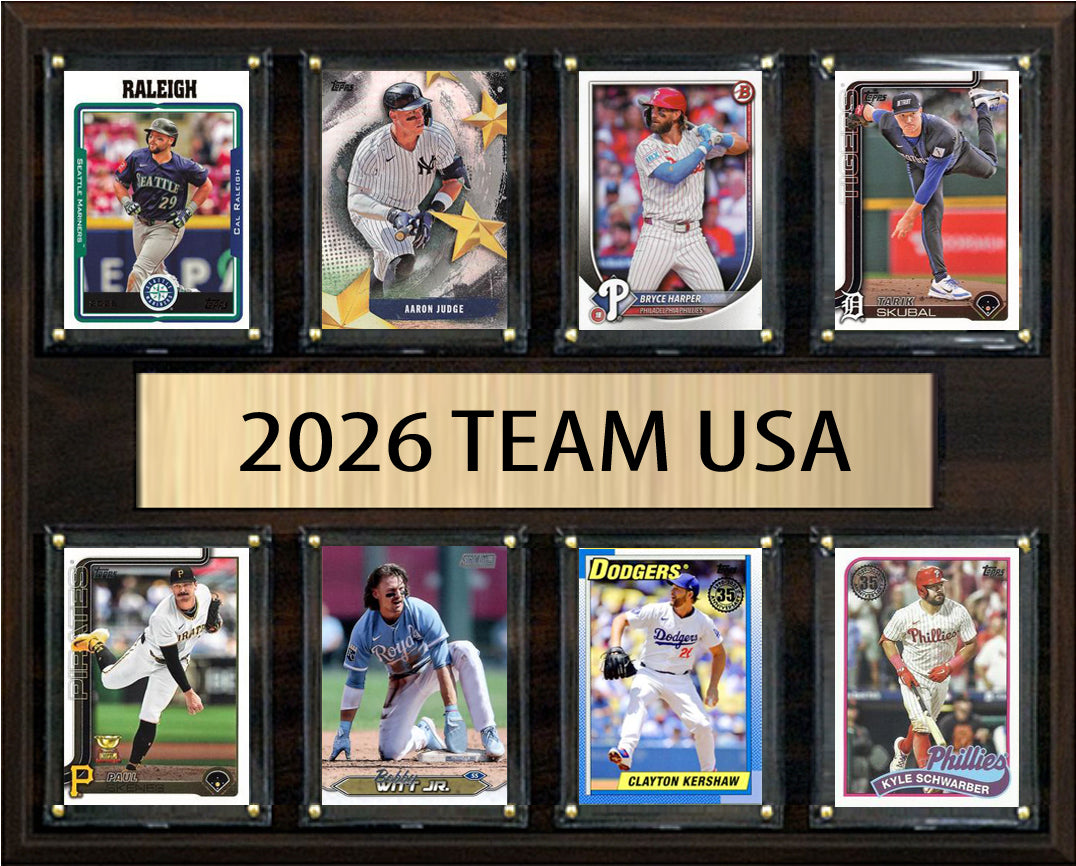 2026 WBC Team USA 8 Baseball Card Plaque Topps Judge Raleigh Kershaw Harper Witt Skenes