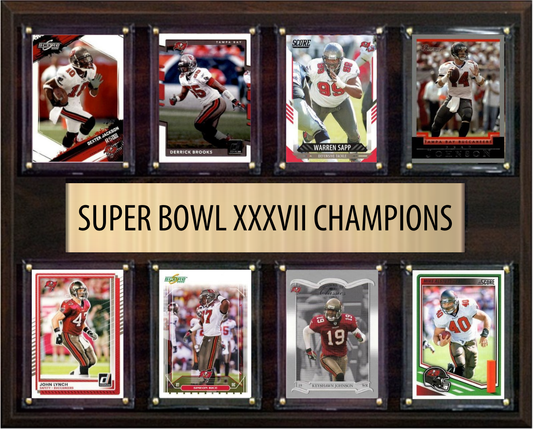 Tampa Bay Buccaneers Super Bowl XXXVII 37 Champions 12" x 15" Eight-Card Plaque Jackson Brooks Sapp Donruss Topps