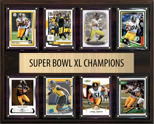 Pittsburgh Steelers Super Bowl XL 40 Champions 12" x 15" Eight-Card Plaque Ward Roethlisberger Polamalu Donruss Topps