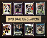 New Orleans Saints Super Bowl XLIV 44 Champions 12" x 15" Eight-Card Plaque Brees Colston Bush Donruss Topps