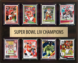 Kansas City Chiefs Super Bowl LIV 54 Champions 12" x 15" Eight-Card Plaque Mahomes Kelce Hill Donruss Topps